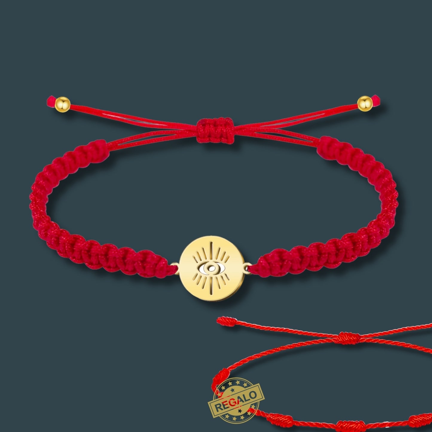Pulsera Hilo Destino Roja Hecho a Mano 🧵 con Amuleto de Suerte y Protección 🍀 en Acero Inoxidable 💎 ¡Incluye Pulsera 7 Nudos de Regalo! 🎁
