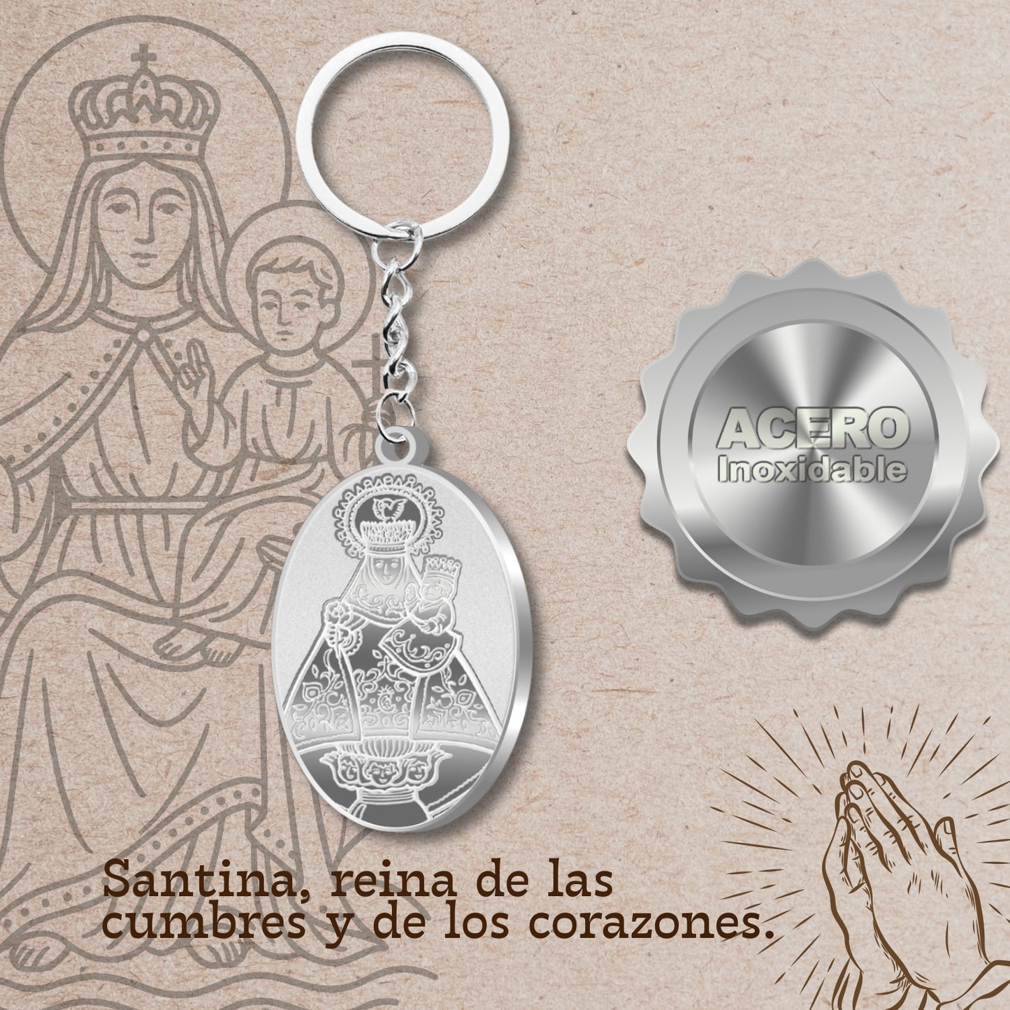 Llavero virgen de Covadonga Acero Inoxidable