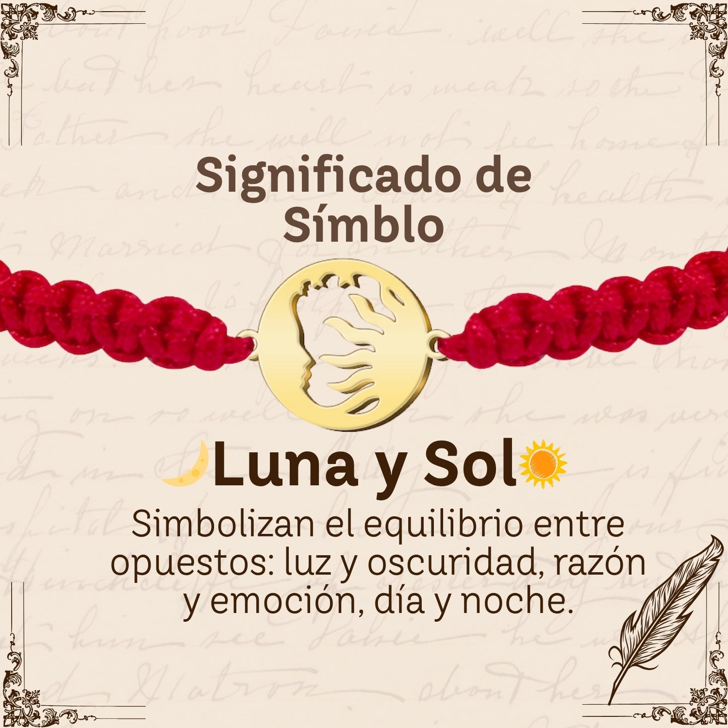 Pulsera Hilo Destino con Sol y Luna Acero Dorado