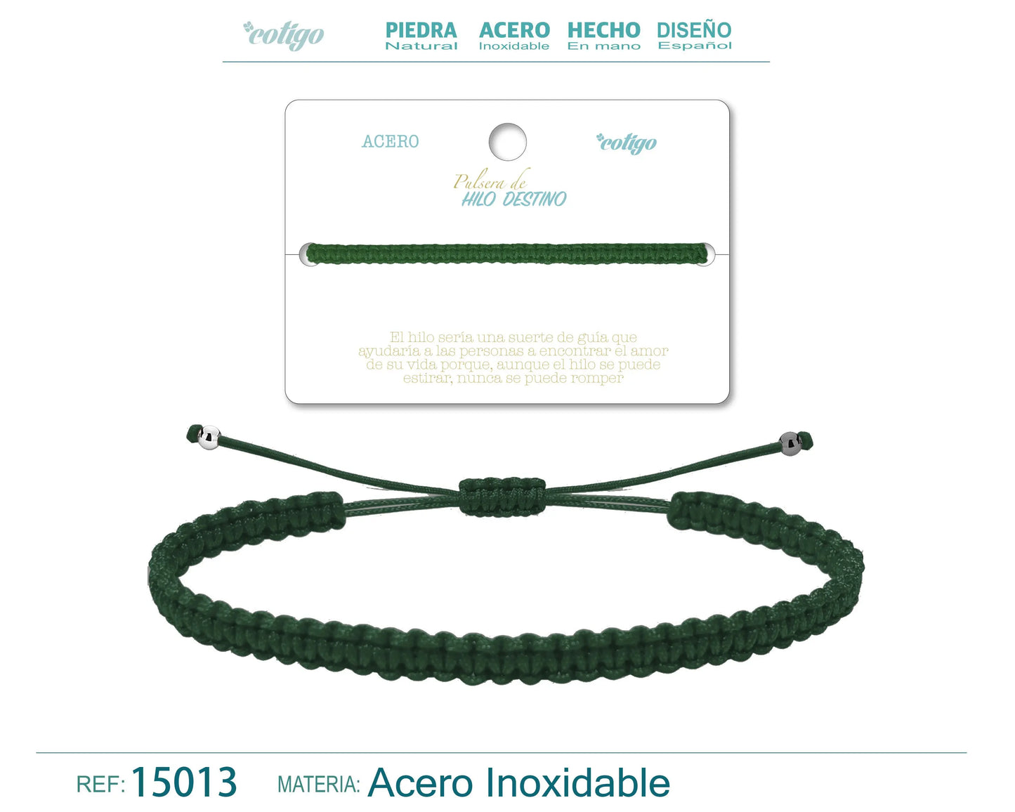 Pulsera Hilo destino color Verde Oscuro - cotigo