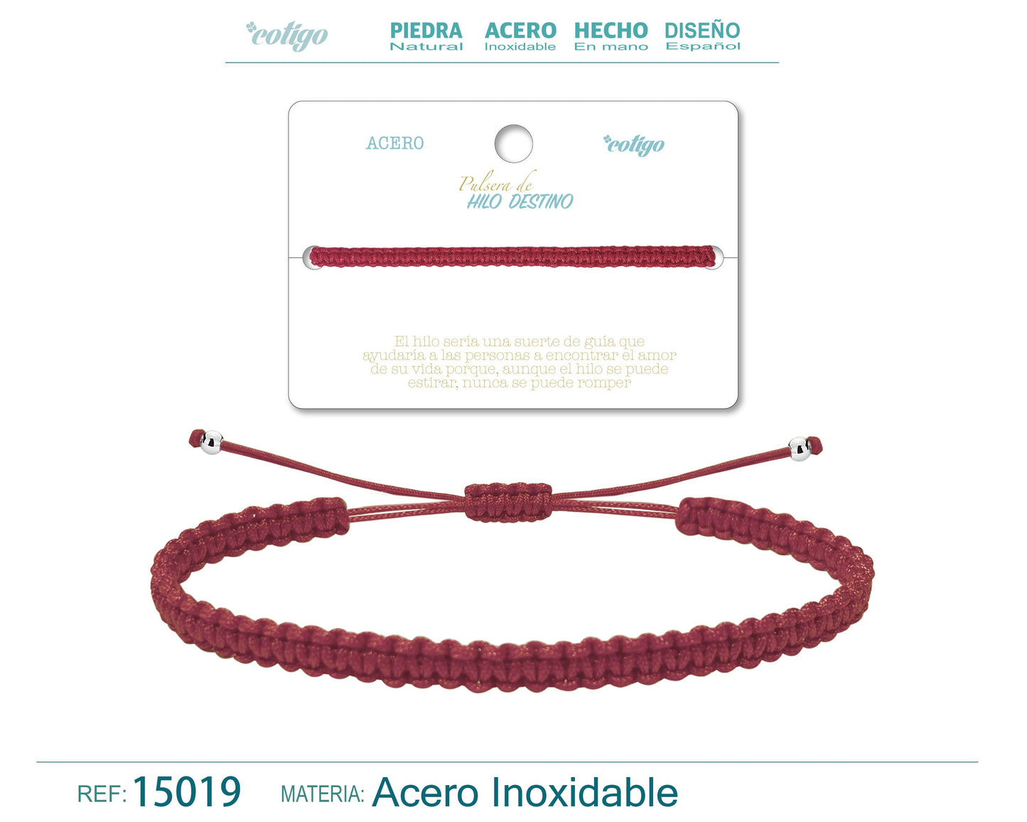 Pulsera Hilo destino color Rosa roja oscuro