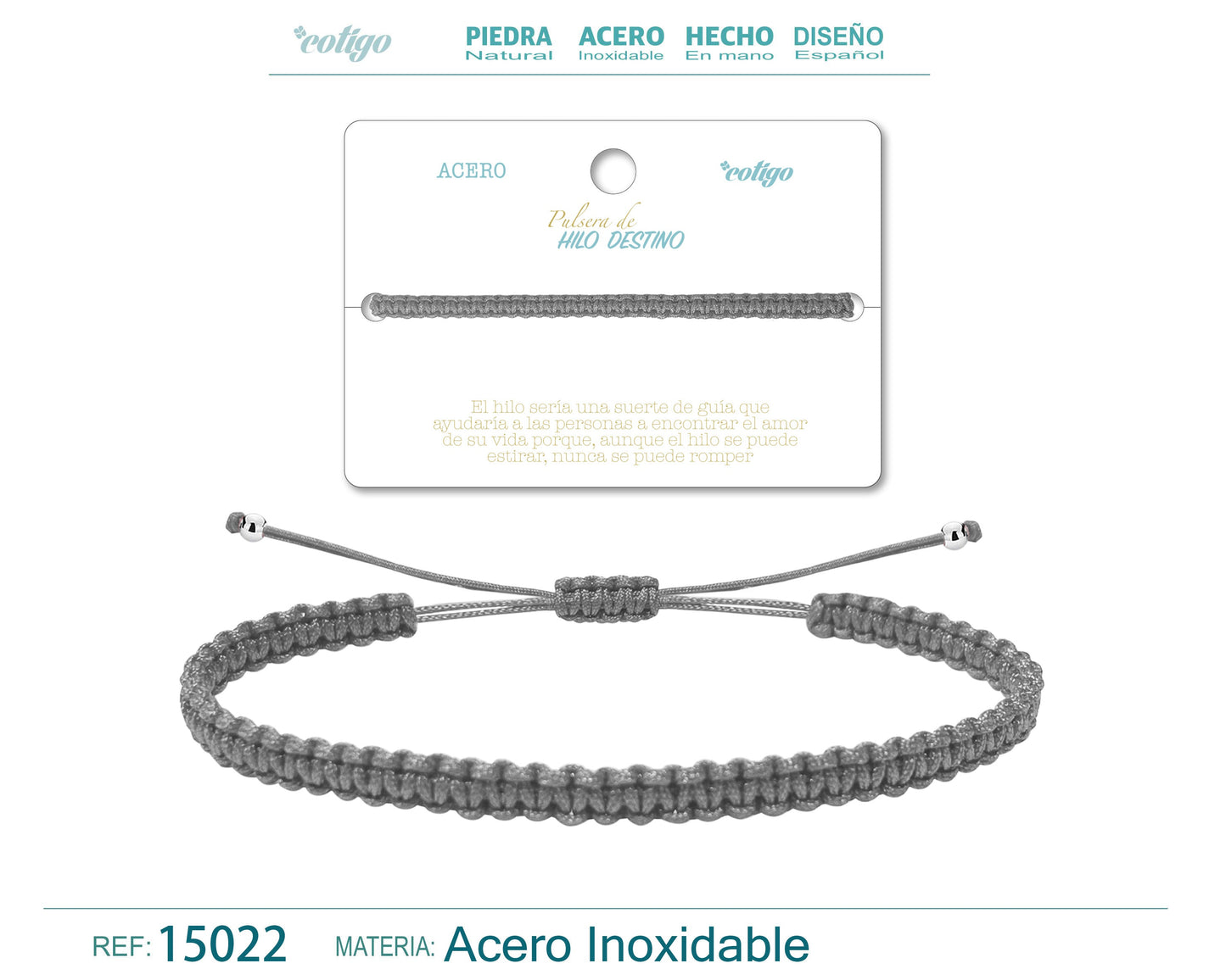 Pulsera Hilo destino color Gris