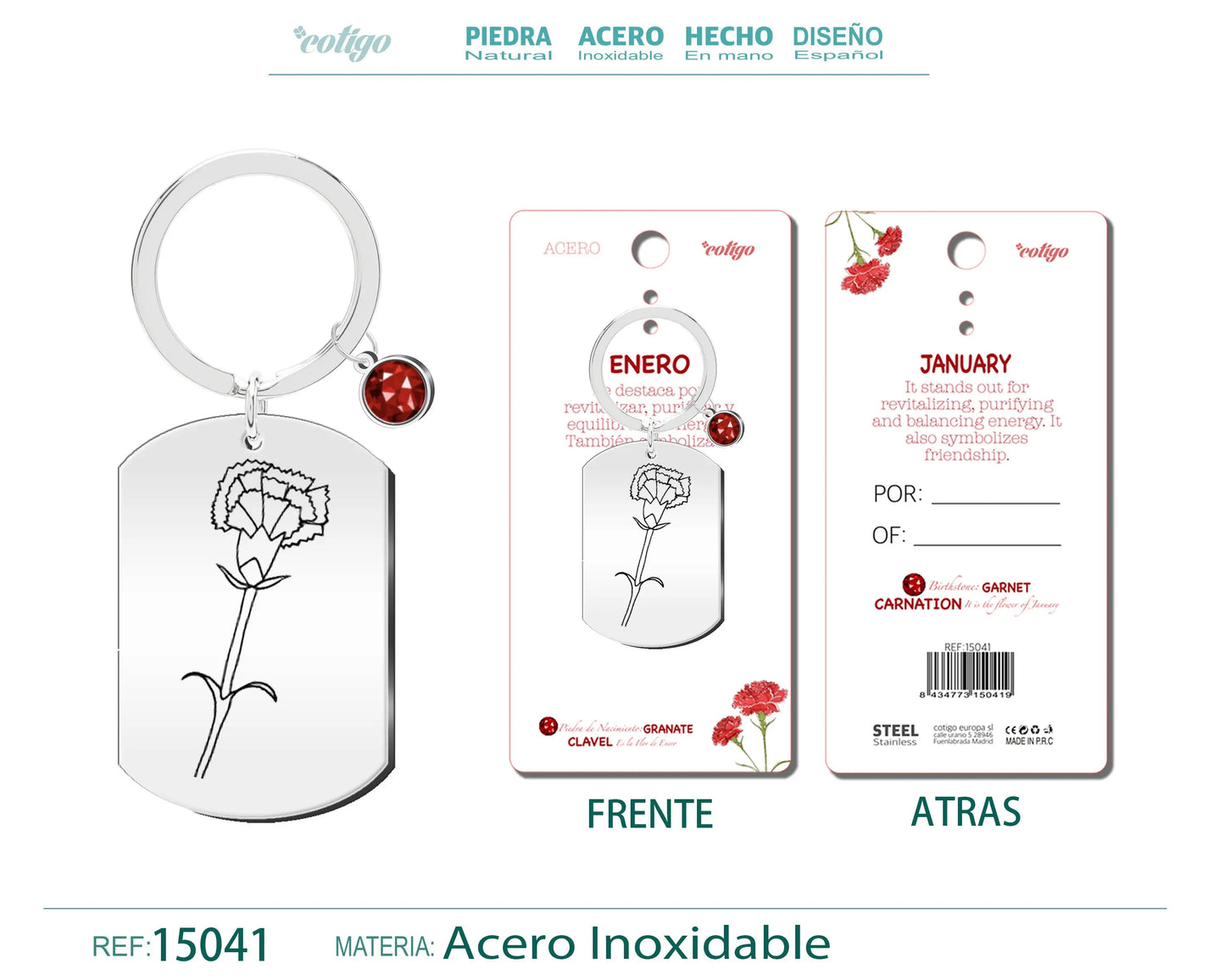 Llavero Acero para Nacimiento de Enero - cotigo