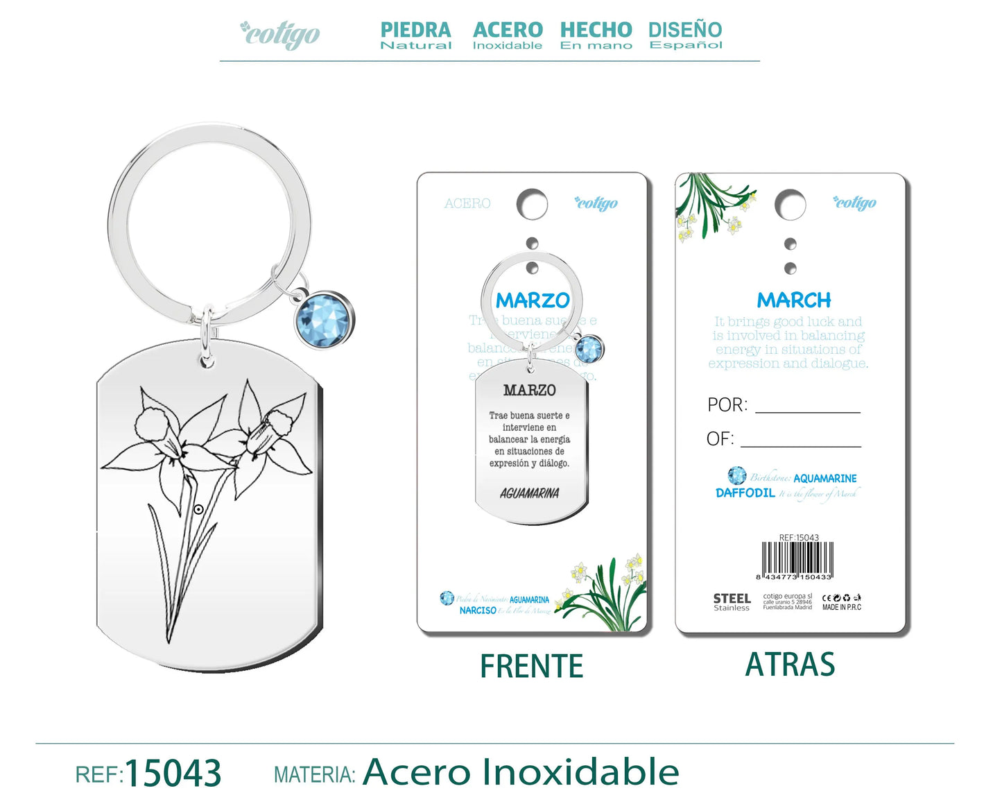 Llavero Acero para Nacimiento de Marzo - cotigo