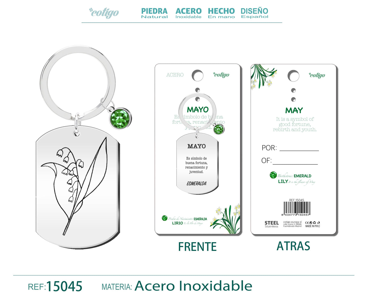 15045-Llavero Acero para Nacimiento de Mayo