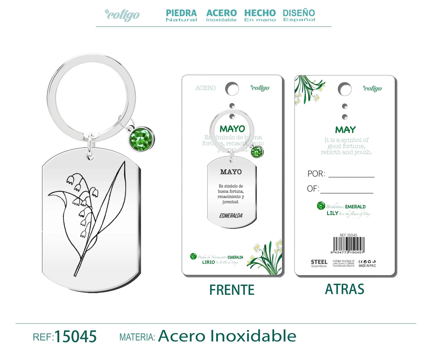 15045-Llavero Acero para Nacimiento de Mayo - cotigo