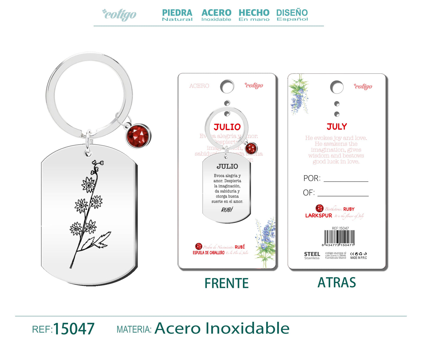 15047-Llavero Acero para Nacimiento de Julio