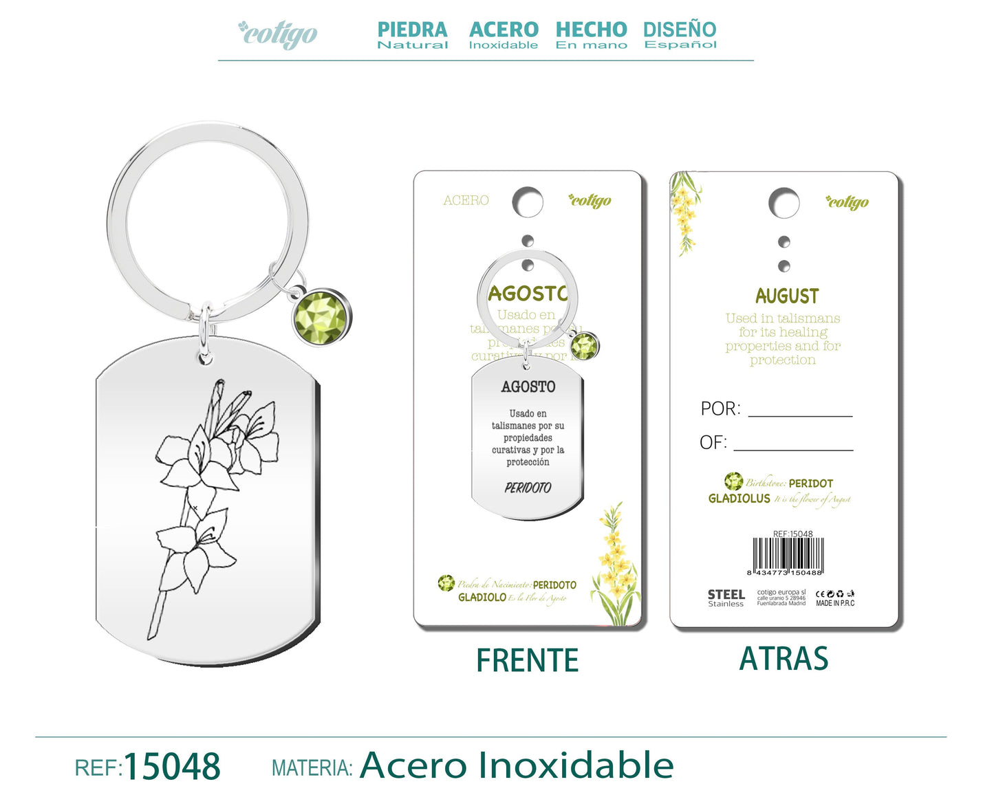 15048-Llavero Acero para Nacimiento de Agosto