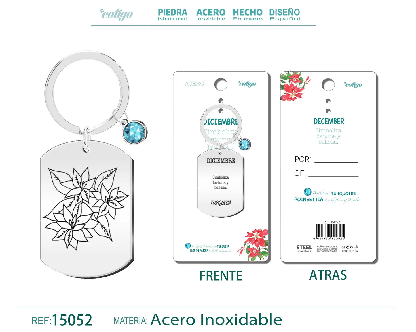 15052-Llavero Acero para Nacimiento de Diciembre - cotigo