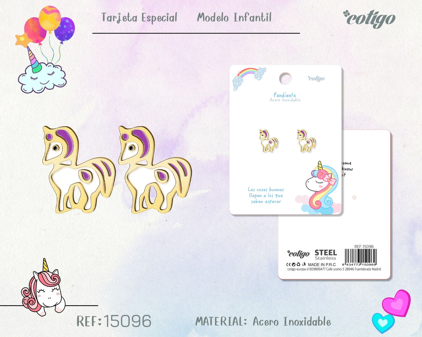 Pendiente para Niña Acero color dorado