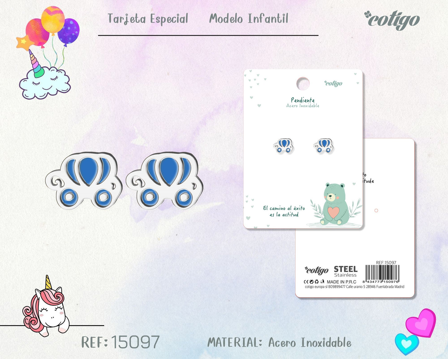 Pendiente para Niña Acero color Plateado