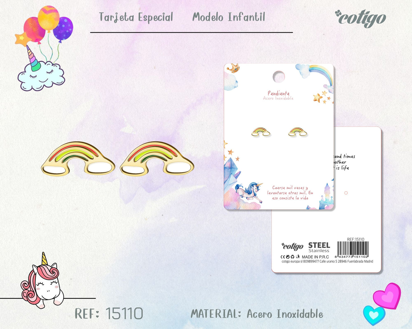 Pendiente para Niña Acero color dorado