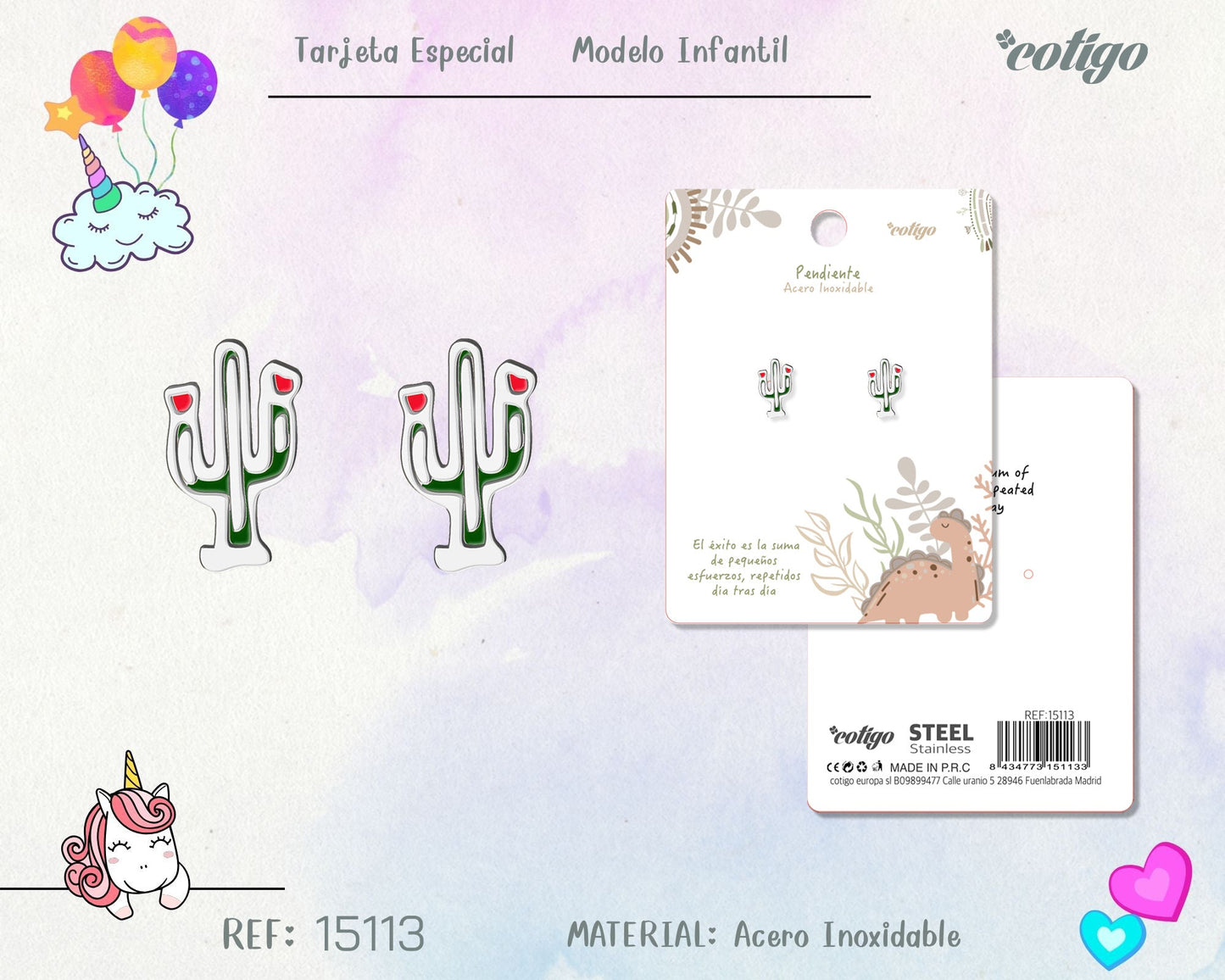 Pendiente para Niña Acero color Plateado