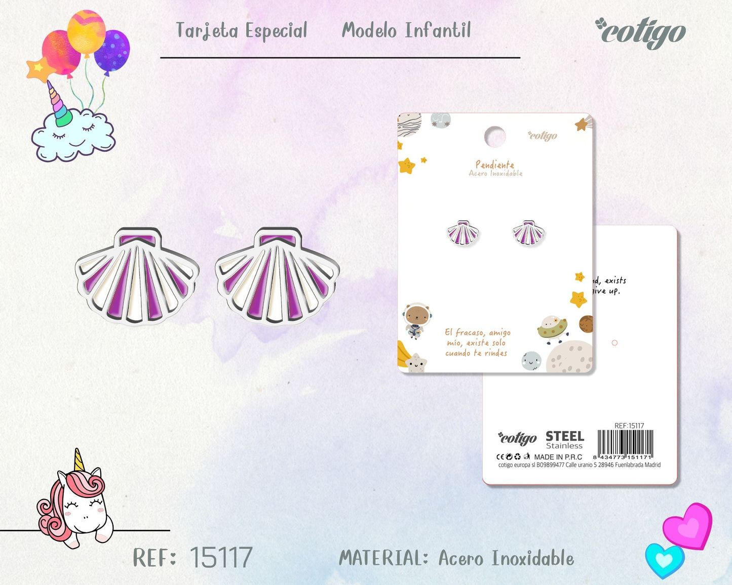 Pendiente para Niña Acero color Plateado