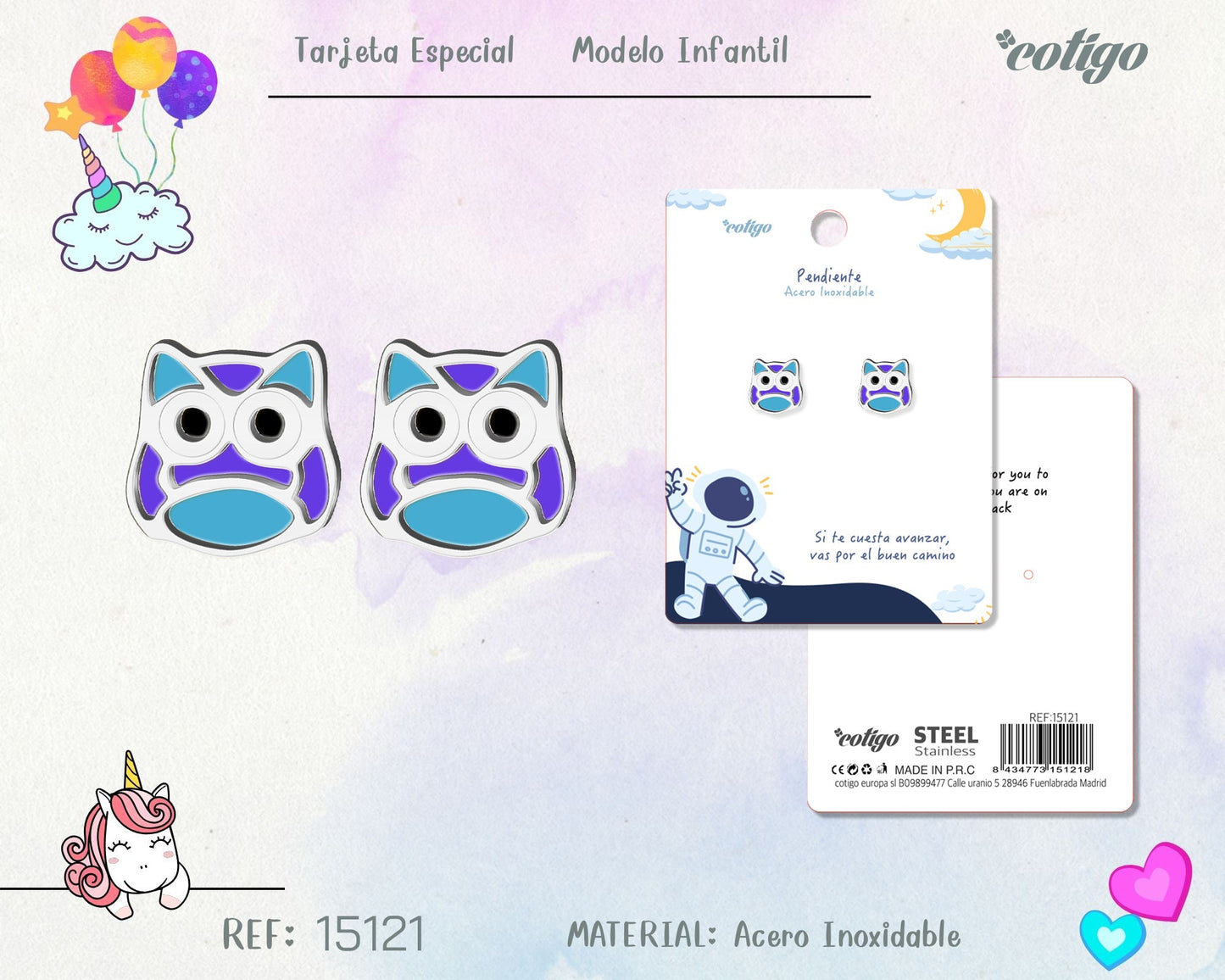 Pendiente para Niña Acero color Plateado