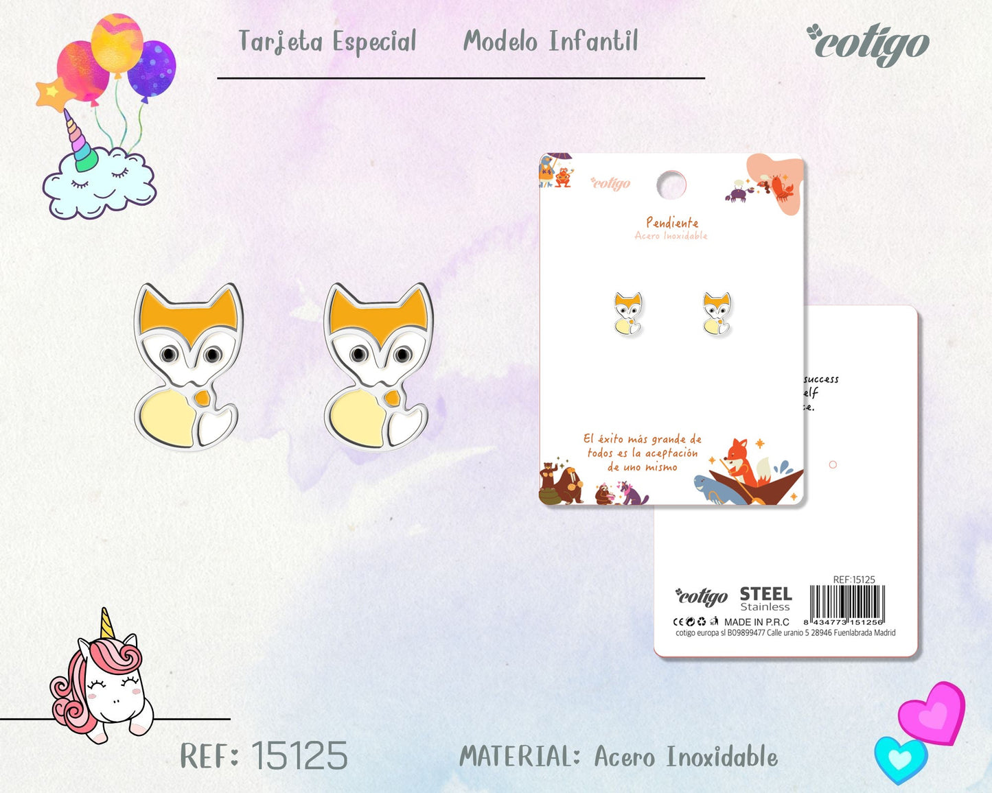 Pendiente para Niña Acero color Plateado