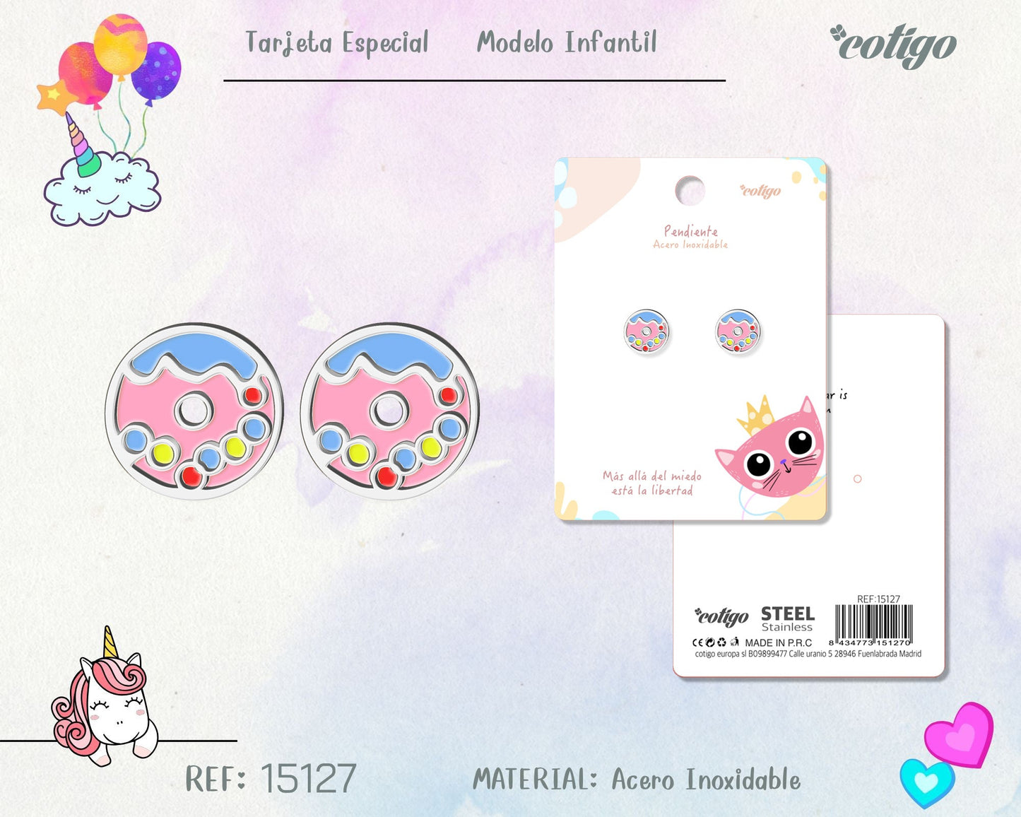 Pendiente para Niña Acero color Plateado