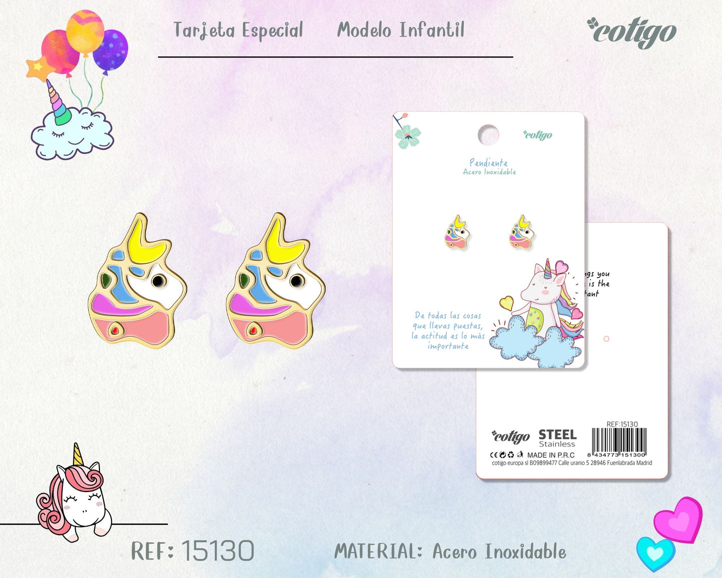 Pendiente para Niña Acero color dorado