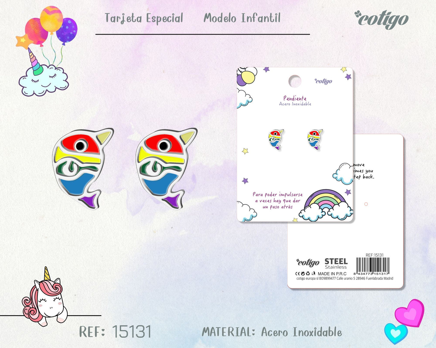 Pendiente para Niña Acero color Plateado