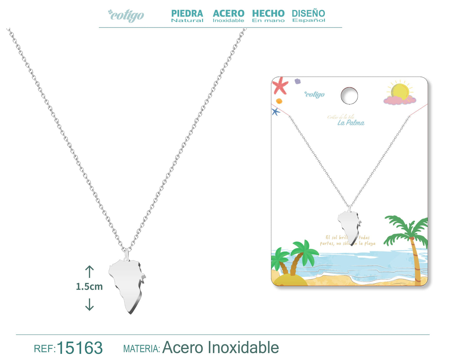 Colgante Acero Islas La Palma Plateado