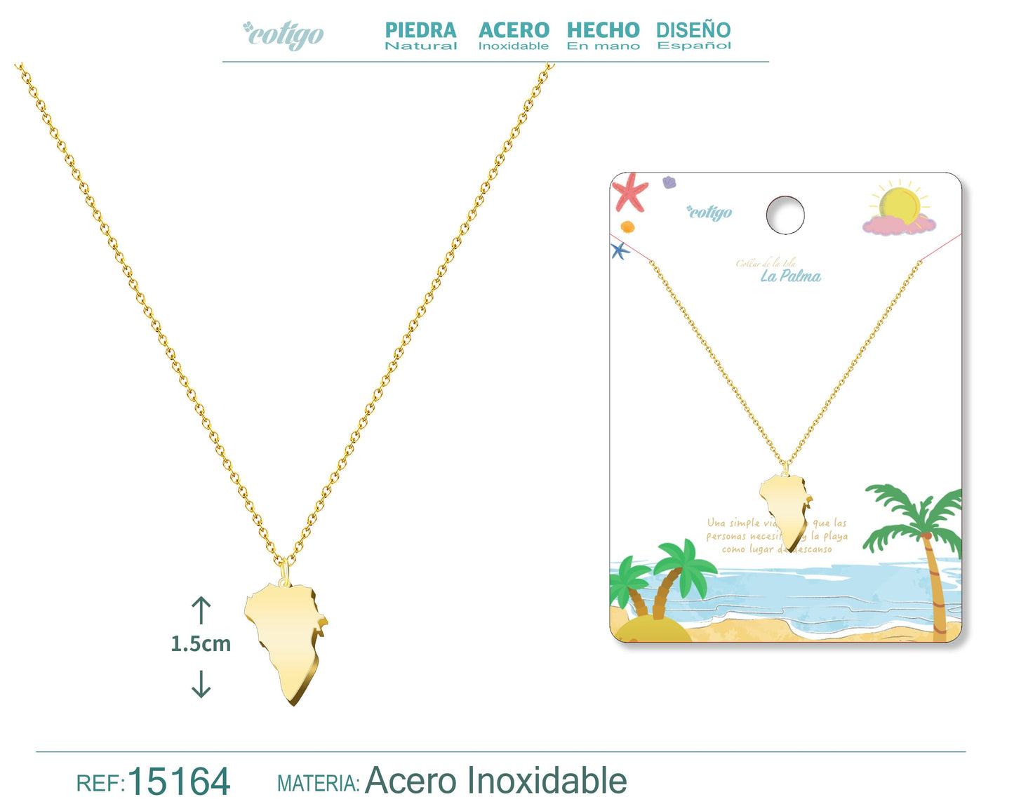 Colgante Acero Islas La Palma Dorado