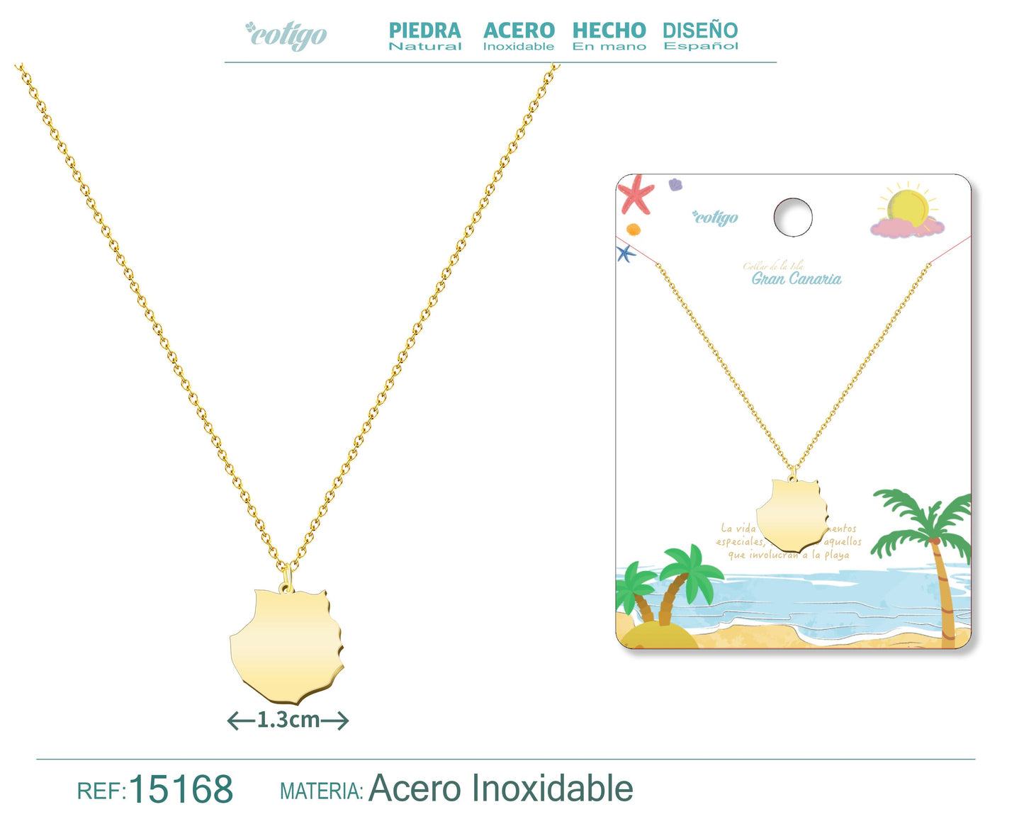 Colgante Acero Islas Gran canaria Dorado