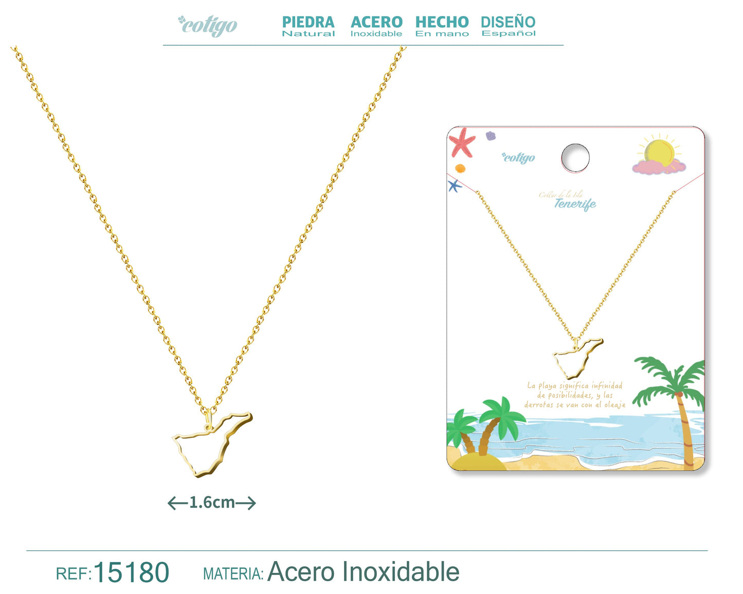Colgante Acero Islas Tenerife Dorado