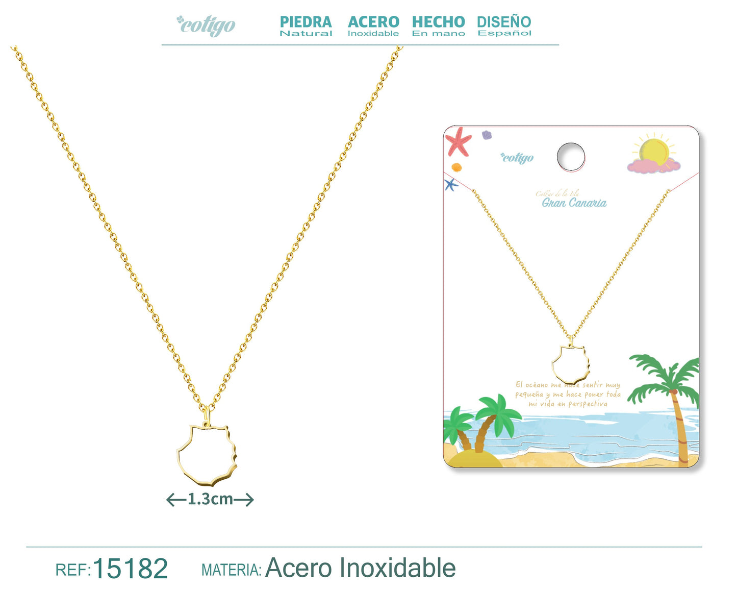 Colgante Acero Islas Gran canaria Dorado