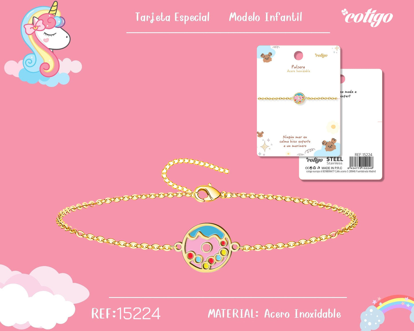 Pulsera de Niña Acero color Dorado