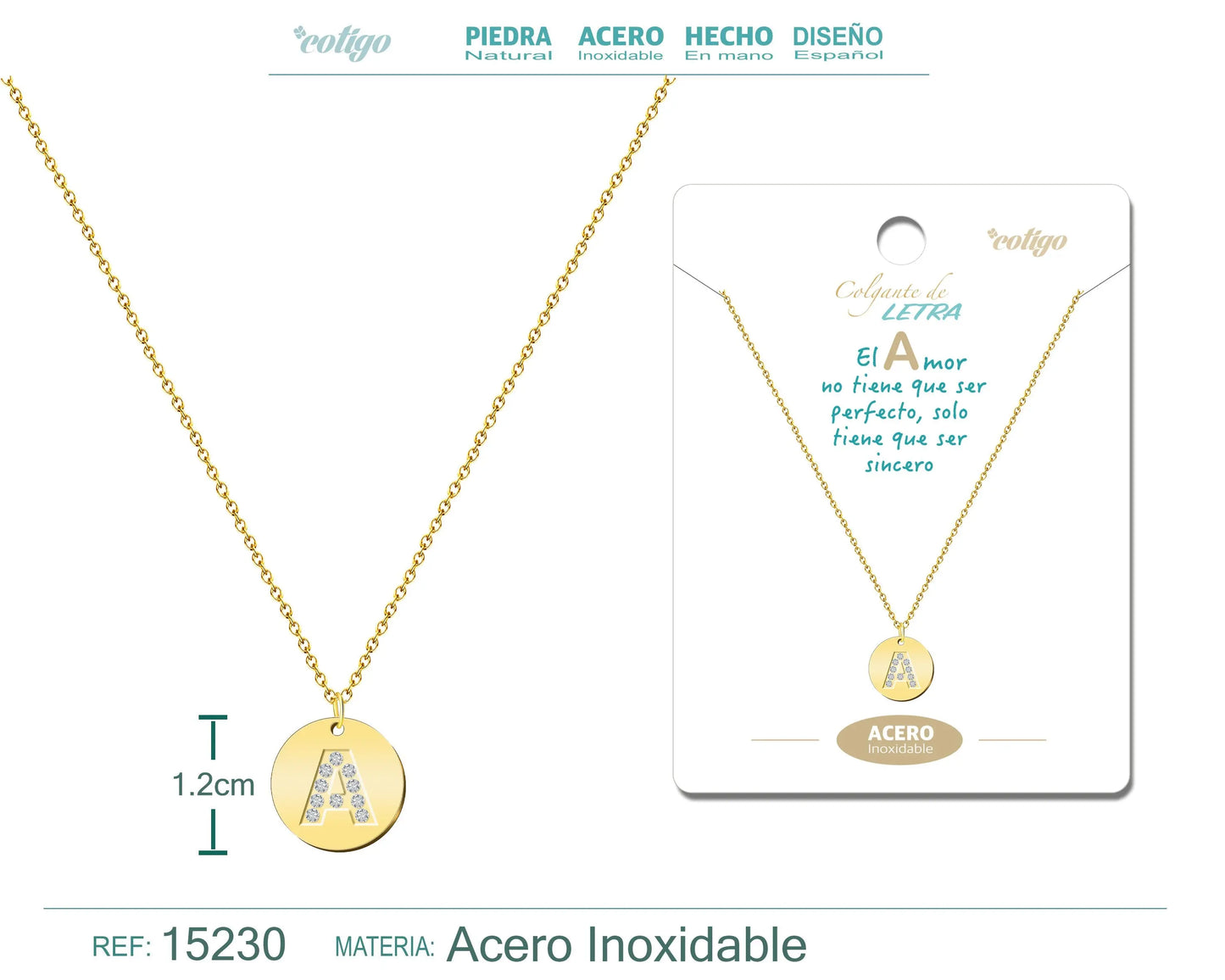 Collar Letra A Color Dorado - cotigo