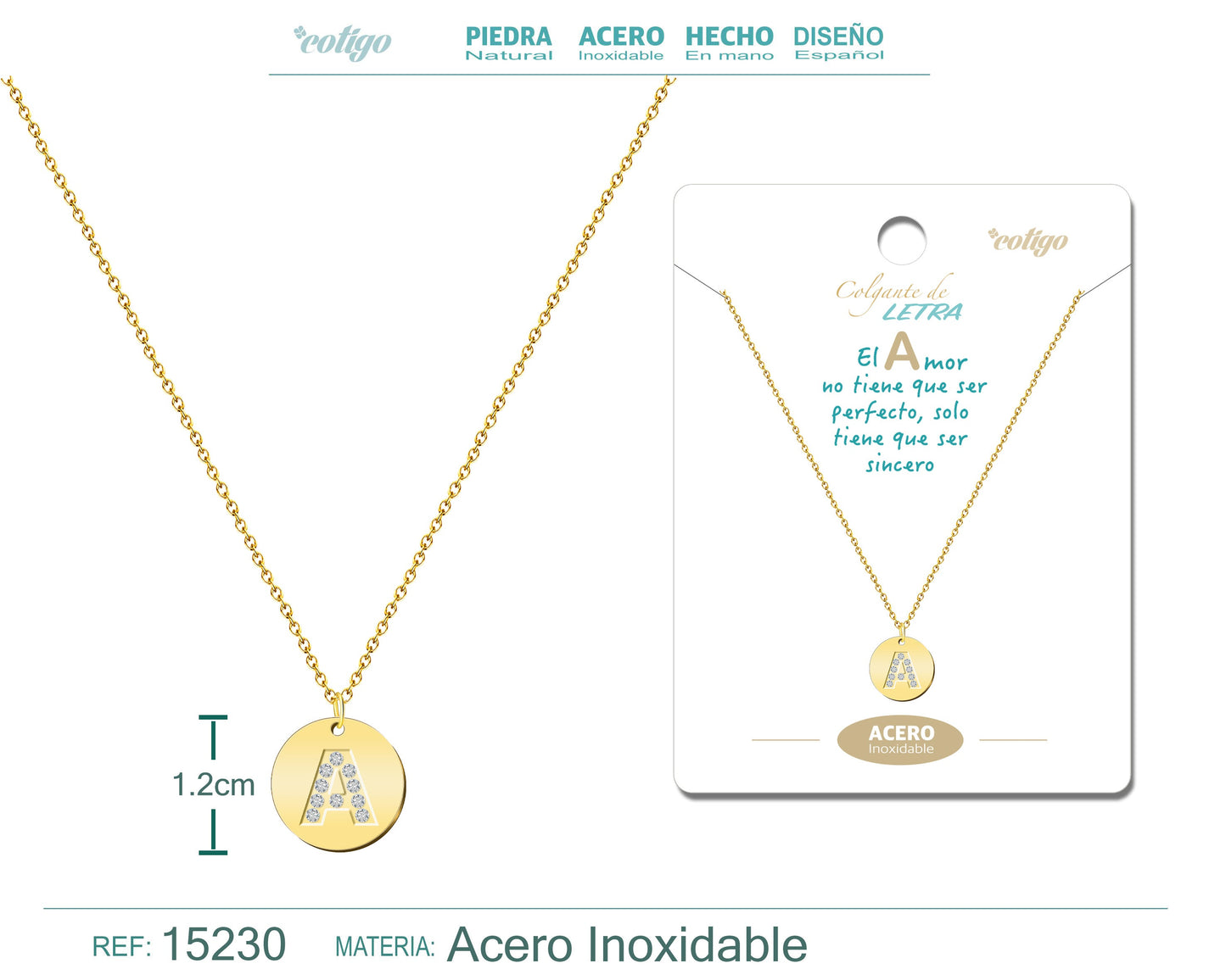 Collar Letra A Color Dorado