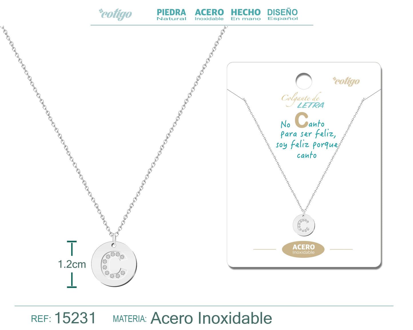 Colar com letra C cor prata