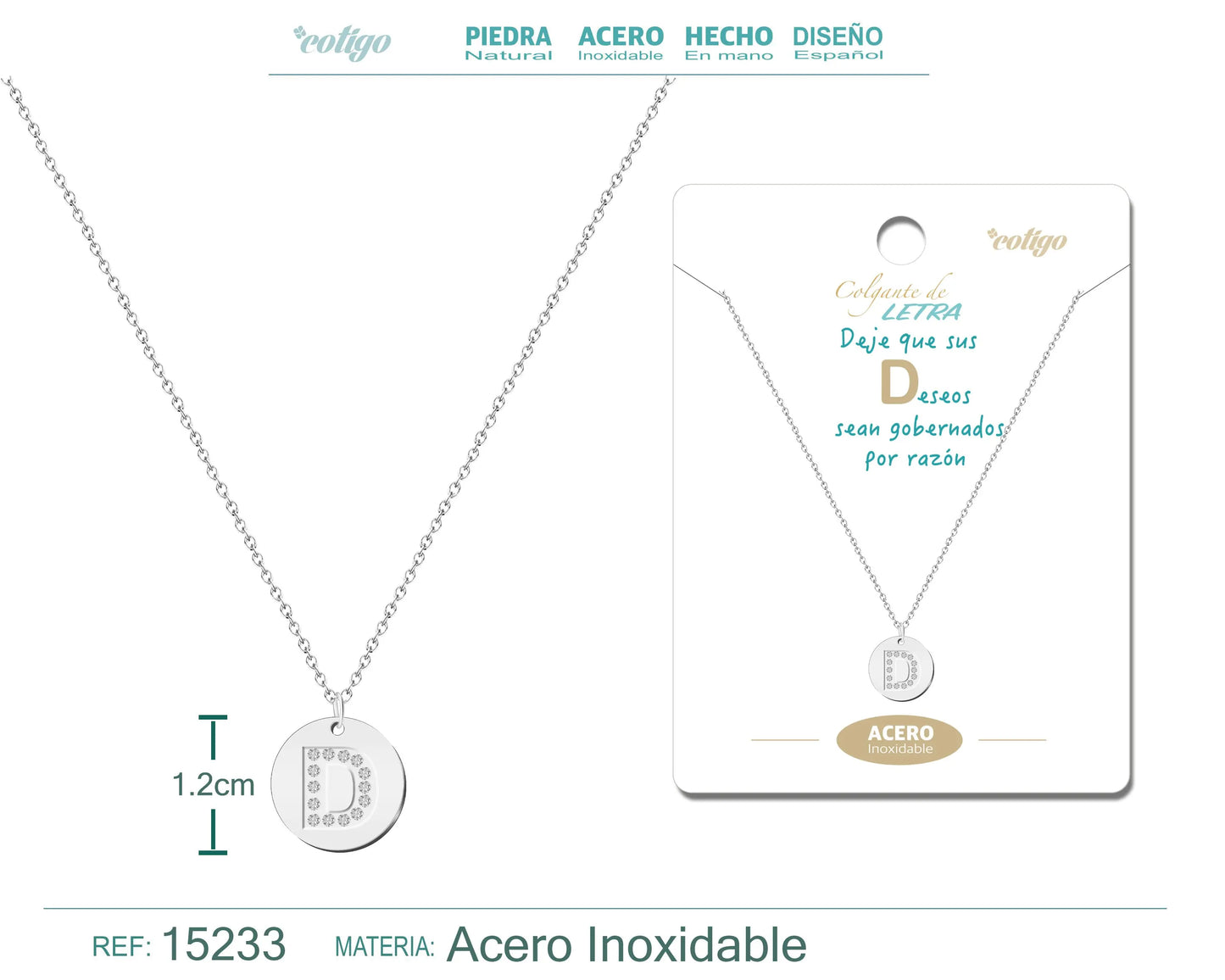 Collar Letra D Color Plateado - cotigo