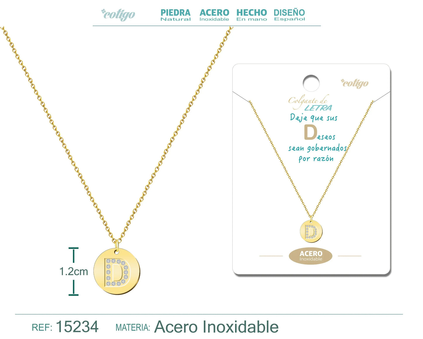 Collar Letra D Color Dorado - cotigo