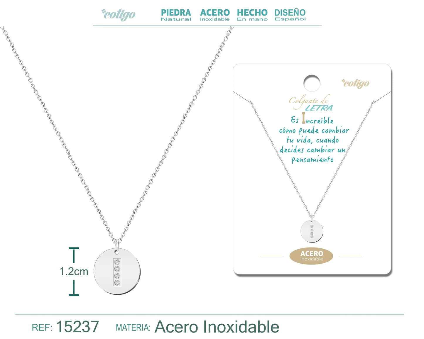 Collar Letra I Color Plateado - cotigo