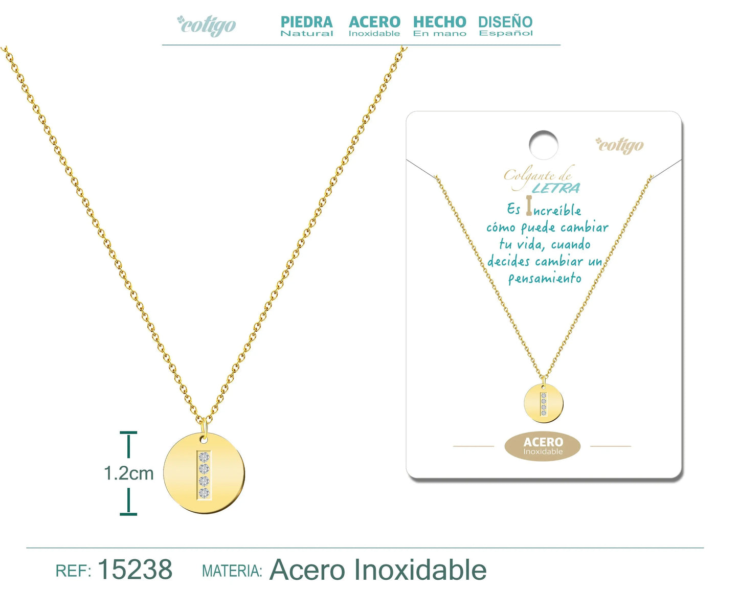 Collar Letra I Color Dorado - cotigo