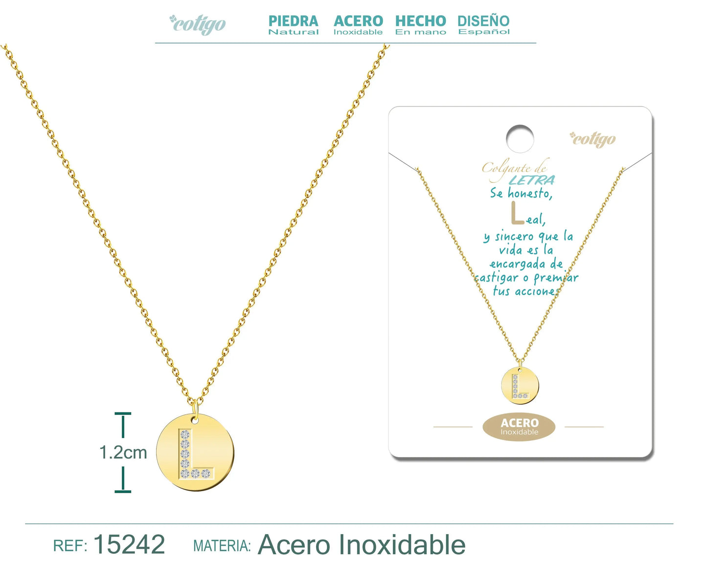 Collar Letra L Color Dorado - cotigo