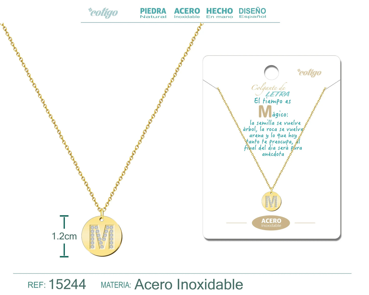 Collar Letra M Color Dorado - cotigo