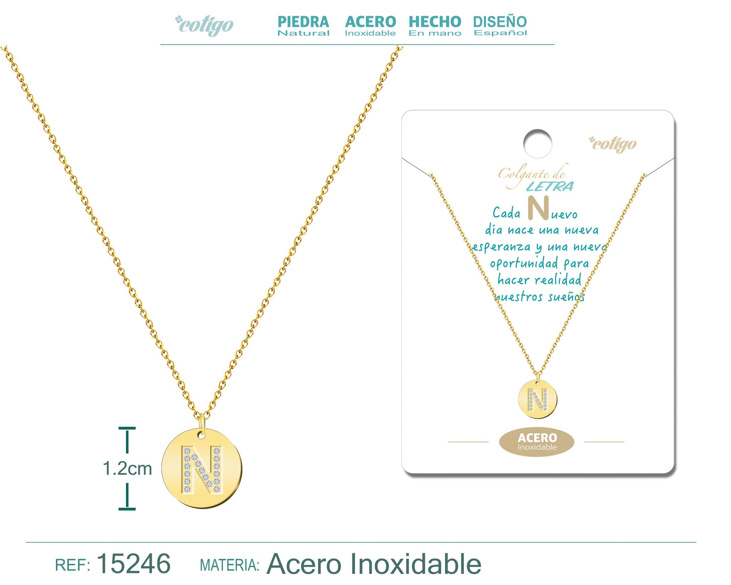 Collar Letra N Color Dorado