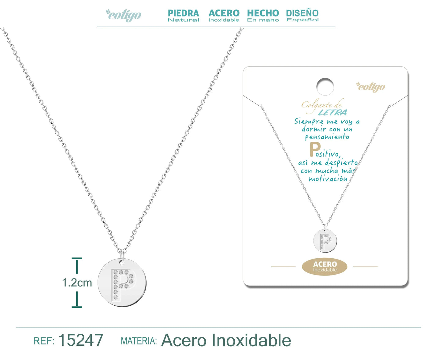 Collar Letra P Color Plateado - cotigo