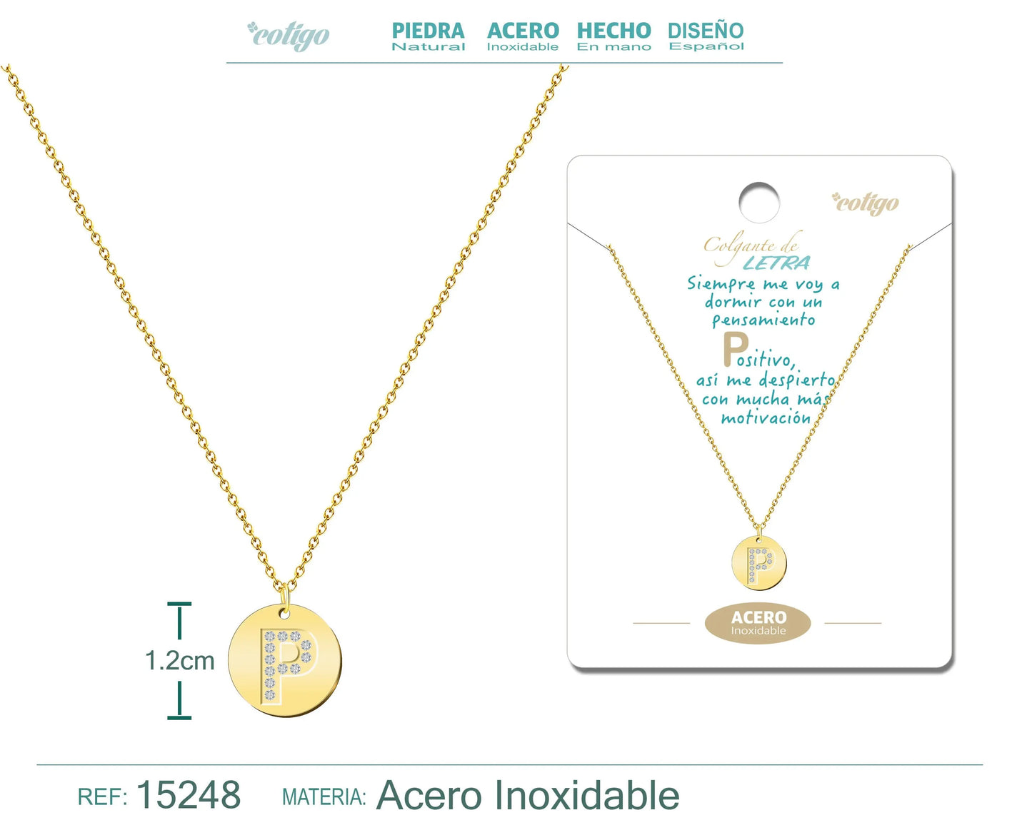 Collar Letra P Color Dorado - cotigo