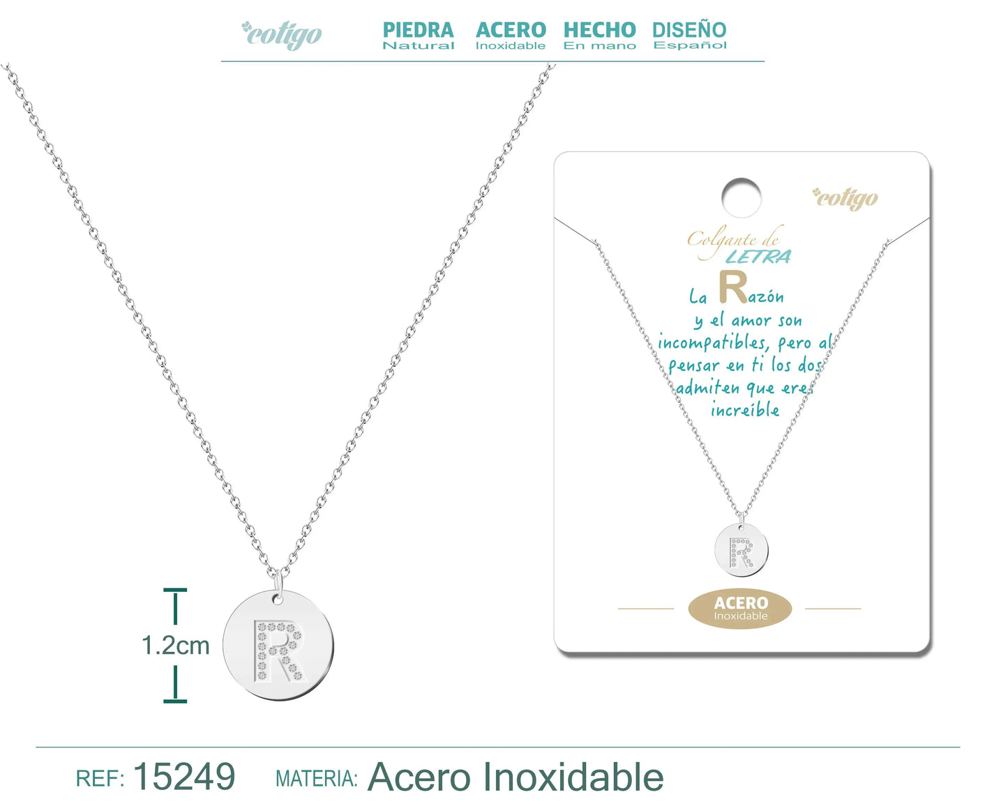 Collar Letra R Color Plateado - cotigo