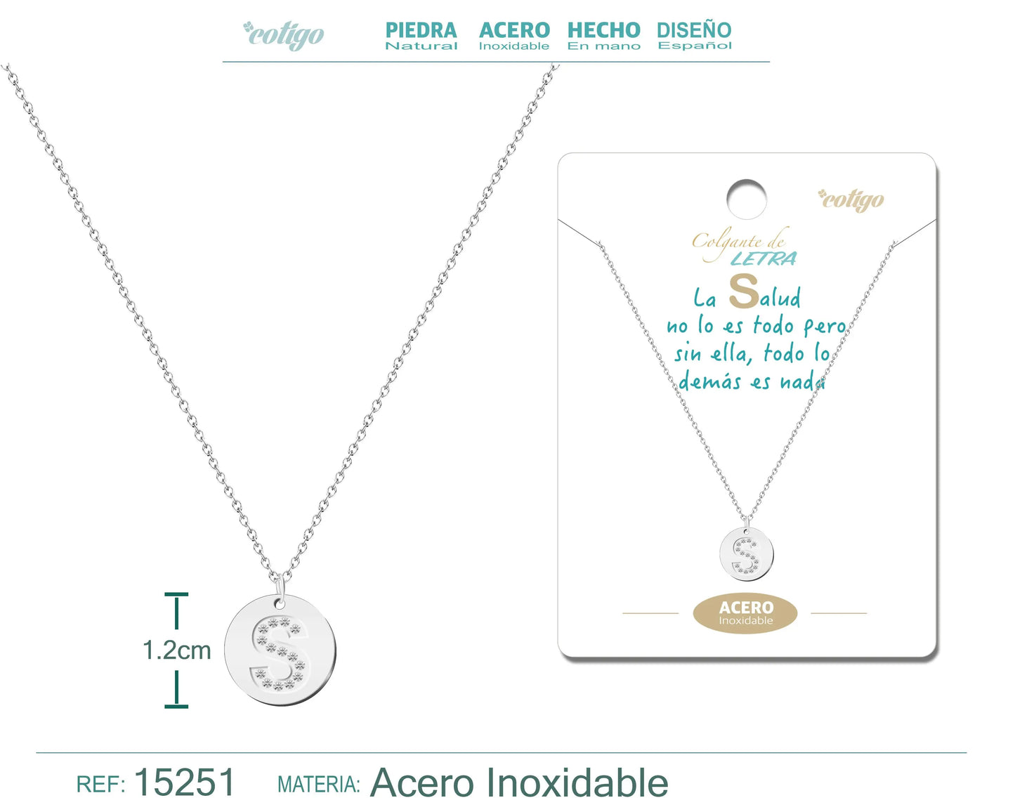 Collar Letra S Color Plateado - cotigo