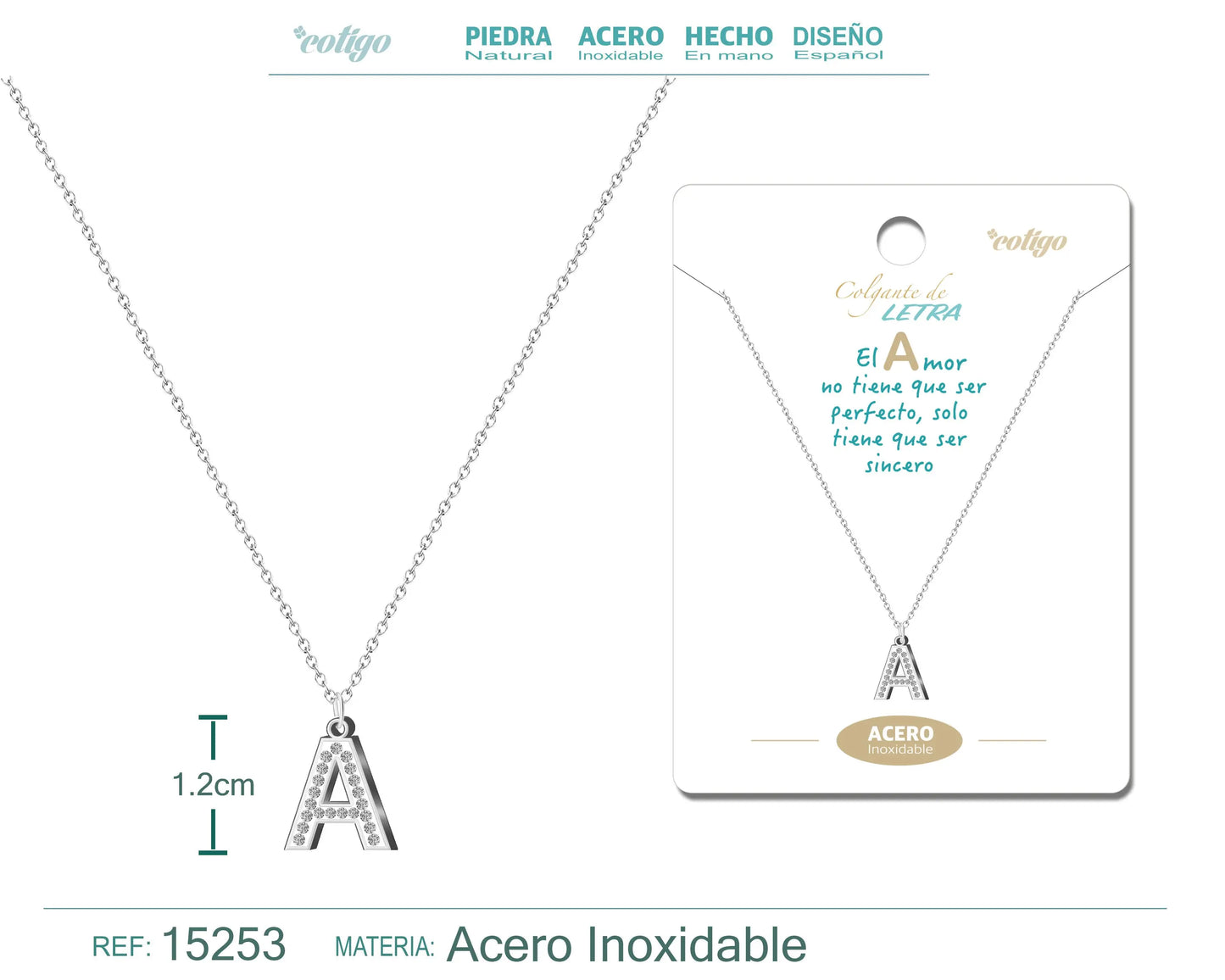 Collar Letra A Color Plateado - cotigo