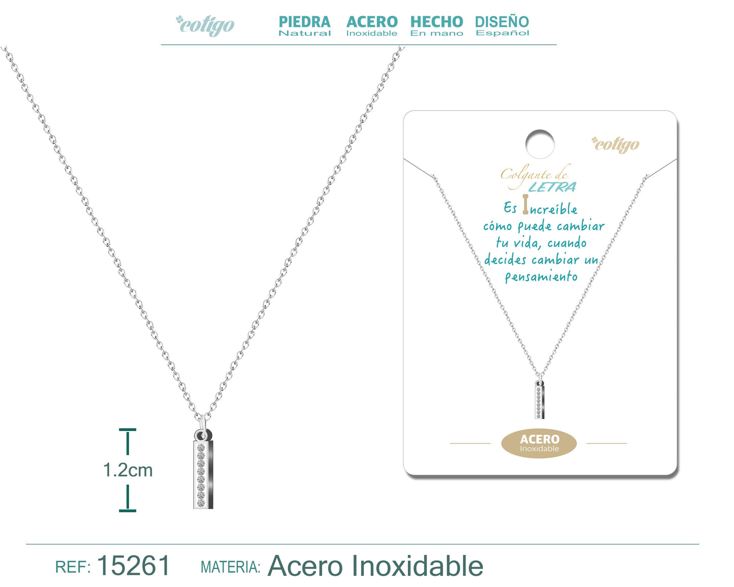 Collar Letra I Color Plateado