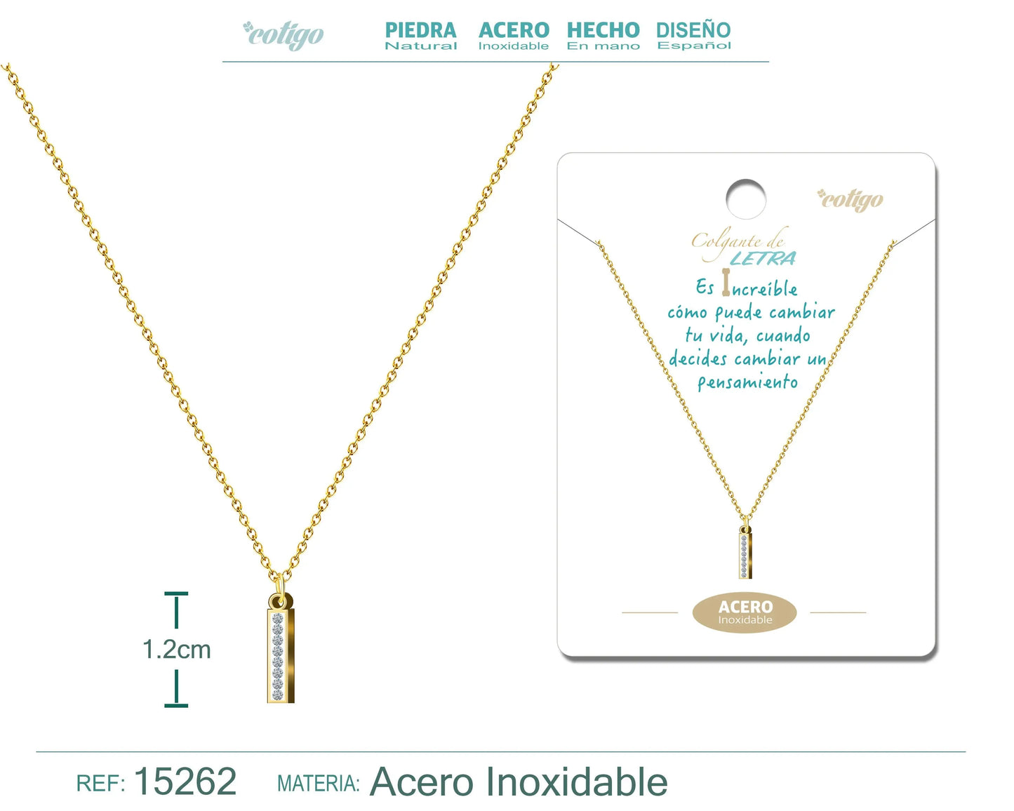 Collar Letra I Color Dorado - cotigo