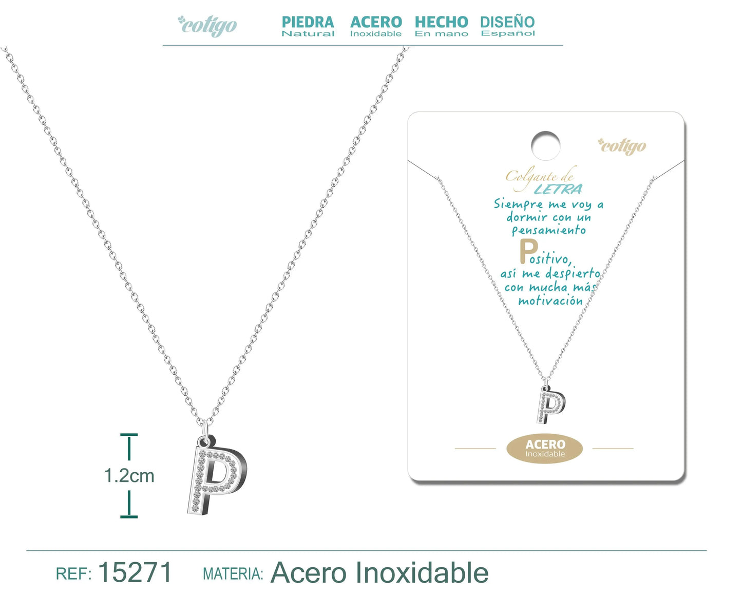 Collar Letra P Color Plateado - cotigo