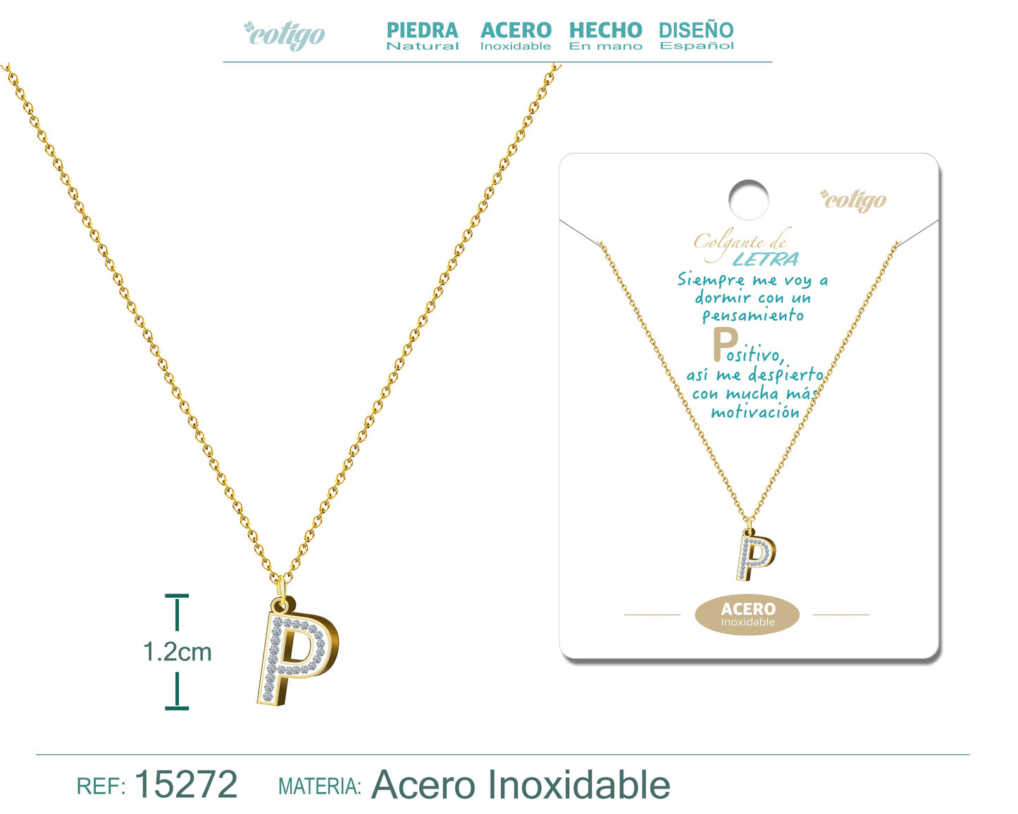 Collar Letra P Color Dorado