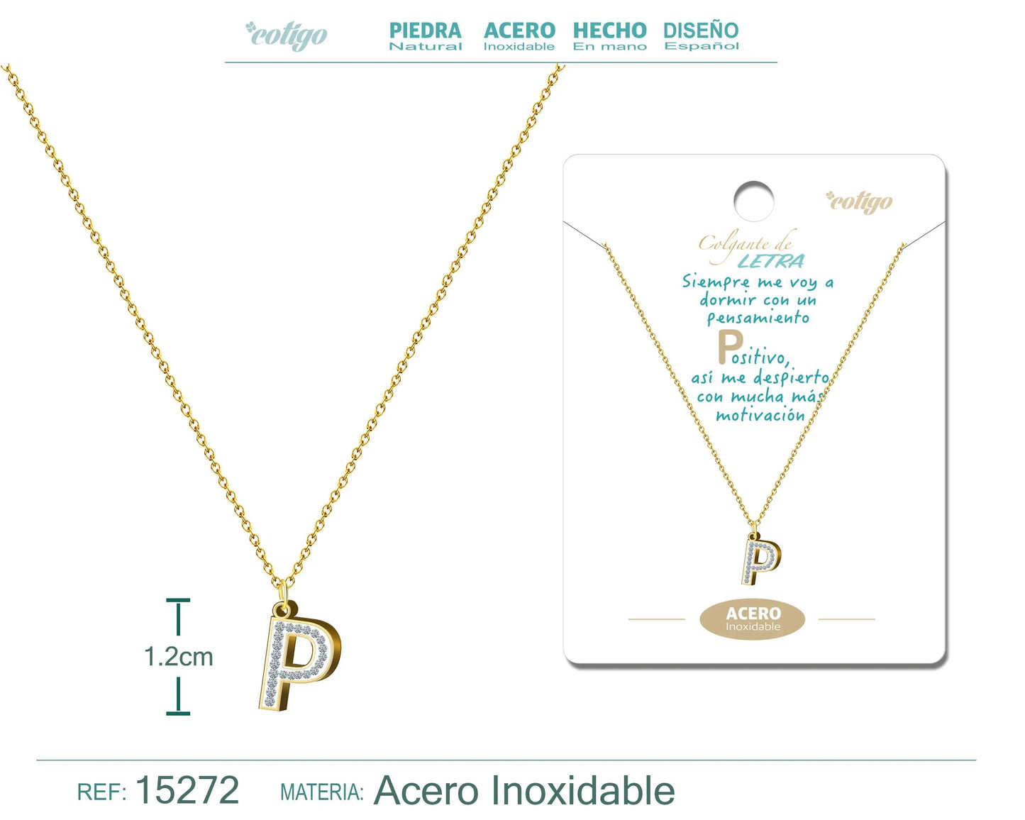 Collar Letra P Color Dorado - cotigo