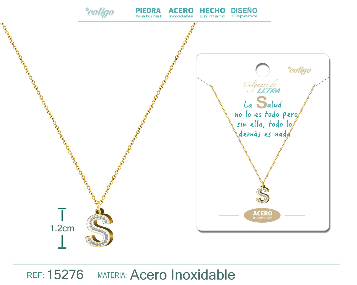 Collar Letra S Color Dorado